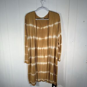Maurices Women’s XL Mustard Tie Dye Open Front Long Duster Cardigan